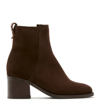 La Canadienne Jordan Suede Square-toe Zip Booties In Brown