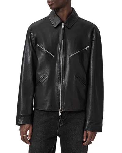 Allsaints Caon Oversized Leather Jacket In Black