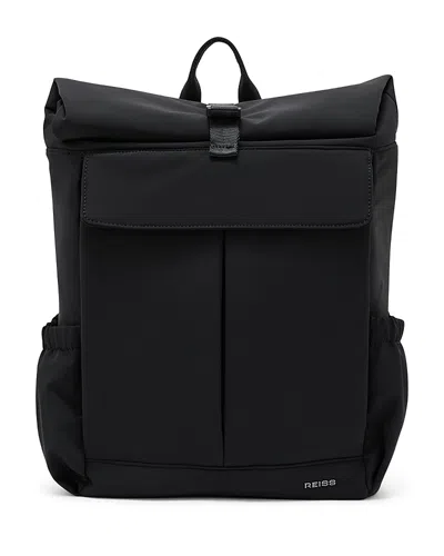 Reiss Navy Technical Roll-top Backpack In Black