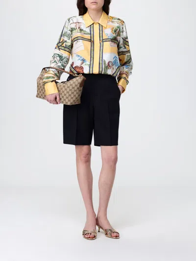 Gucci Bicolor Silk Pattern Shirt In Yellow