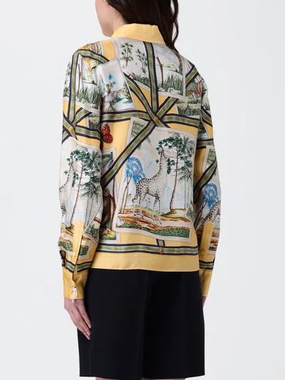 Gucci Bicolor Silk Pattern Shirt In Yellow