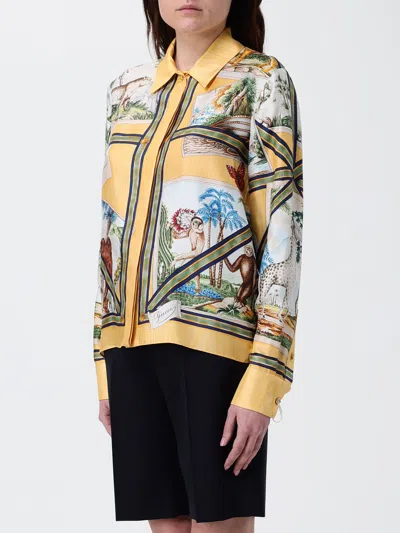 Gucci Bicolor Silk Pattern Shirt In Yellow