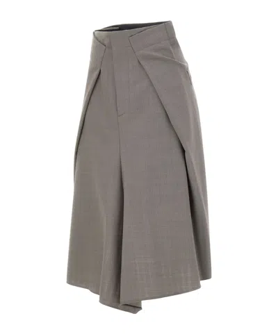 Victoria Beckham Asymmetric Virgin Wool Midi Skirt In Animal Print