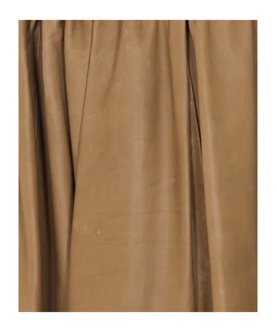 Auralee Elasticated Leather Skirt In Neutral