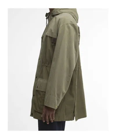 Barbour Logo-embroidered Coat In Neutral