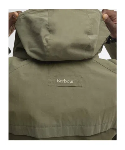 Barbour Logo-embroidered Coat In Neutral