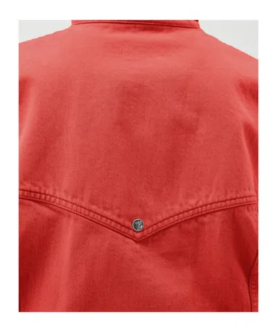 Versace Oversized Blouson Denim Jacket In Red