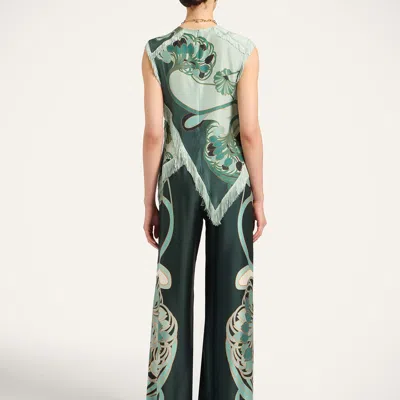 La Doublej La Double J Printed Silk-twill Palazzo Trousers In Green