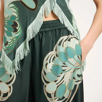 La Doublej La Double J Printed Silk-twill Palazzo Trousers In Green