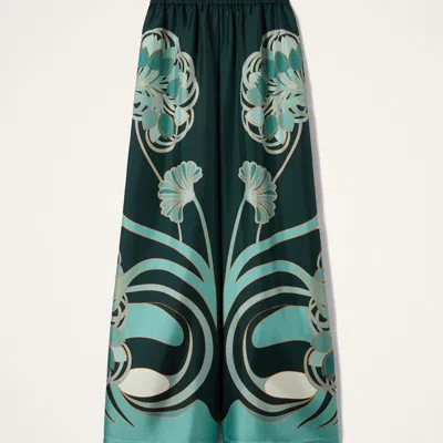La Doublej La Double J Printed Silk-twill Palazzo Trousers In Green