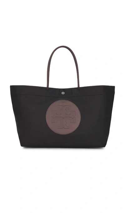 Tory Burch Ella Twisted Black Tote Bag With Logo On The Front In Ecoleather Woman In Black