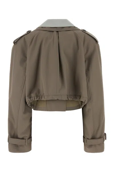 Attico Short Trench Jacket In Brown