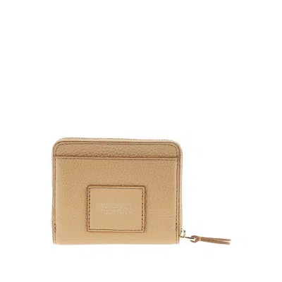 Marc Jacobs Grained Leather Mini Compact Wallet In Sand
