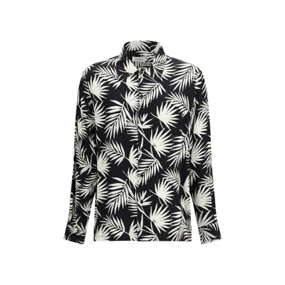 Laneus Black Viscose Pattern Shirt In Multi