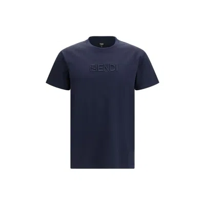Fendi Cotton T-shirt In Blue