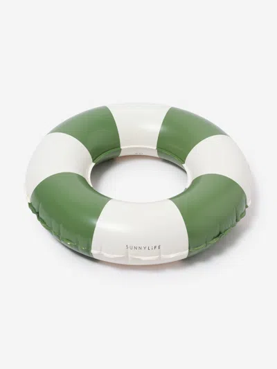 Sunnylife Kids Olive Stripe Mini Tube Pool Ring In Green