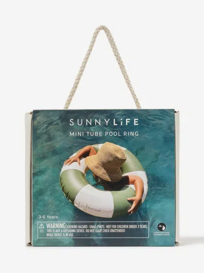 Sunnylife Kids Olive Stripe Mini Tube Pool Ring In Green