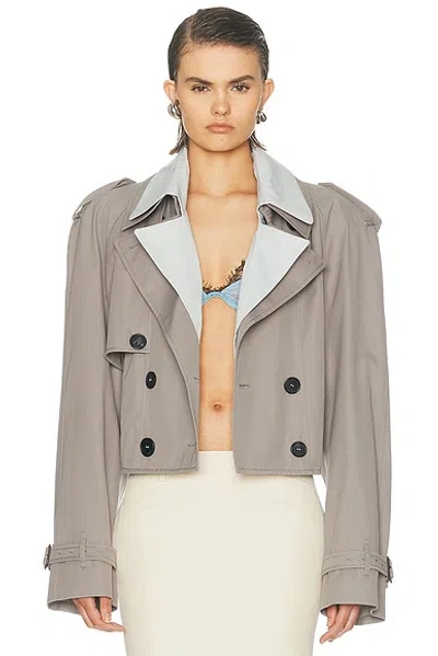 Attico Short Trench Jacket In Brown