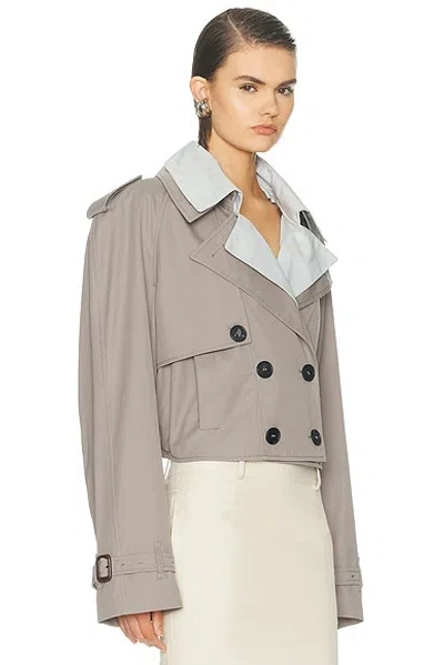 Attico Short Trench Jacket In Brown