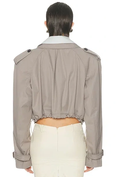 Attico Short Trench Jacket In Brown