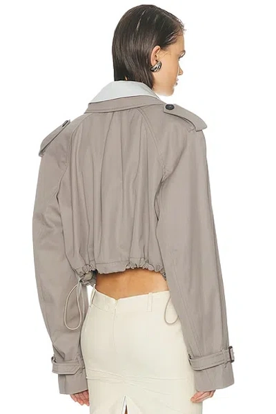 Attico Short Trench Jacket In Brown