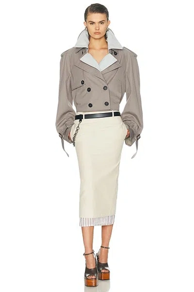 Attico Short Trench Jacket In Brown