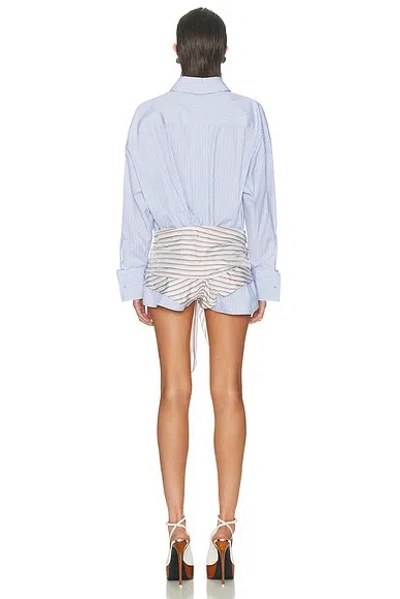 Attico Striped Cotton Shirt Dress In Blue