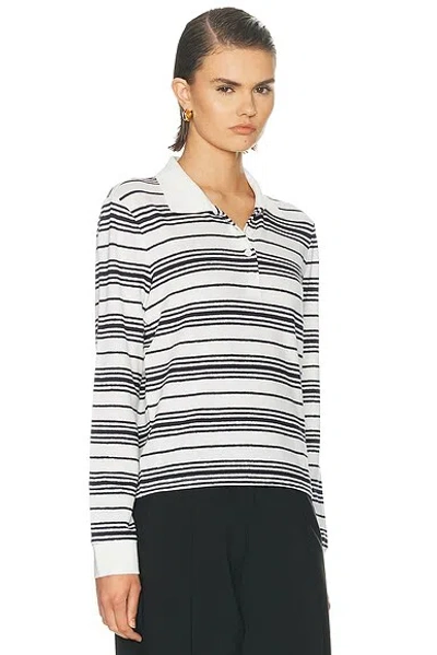 Frame Black And White Long-sleeved Polo Shirt With Striped Motif In Fabric Woman In Multi