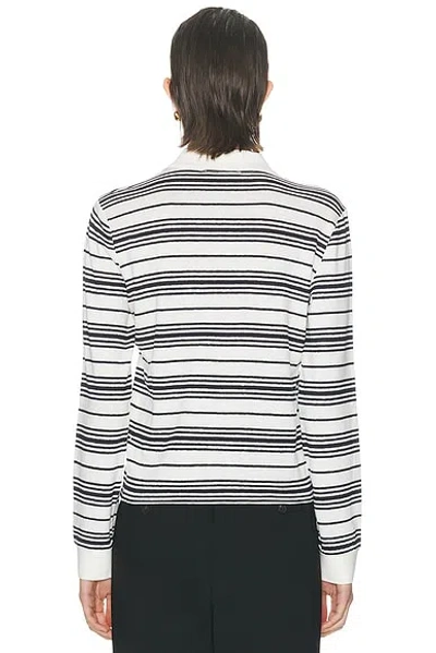 Frame Black And White Long-sleeved Polo Shirt With Striped Motif In Fabric Woman In Multi