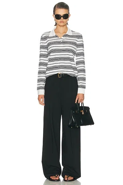 Frame Black And White Long-sleeved Polo Shirt With Striped Motif In Fabric Woman In Multi