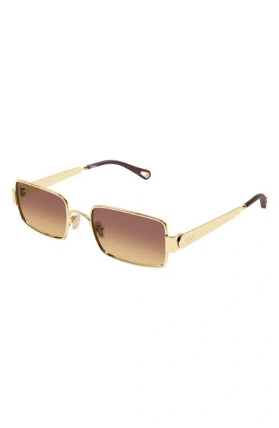 Chloé 53mm Gradient Rectangular Sunglasses In Brown