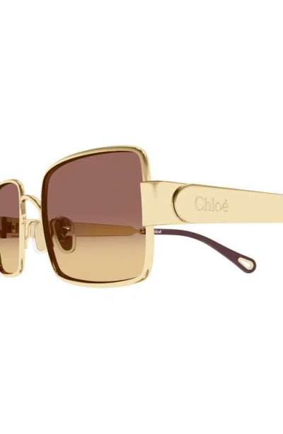 Chloé 53mm Gradient Rectangular Sunglasses In Brown