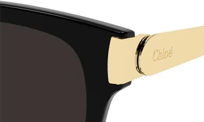 Chloé Bold Square Frame Sunglasses With Glossy Black Front In Black
