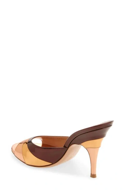 Gianvito Rossi Metallic Finish Stiletto Heel Open Back Mules In Brown