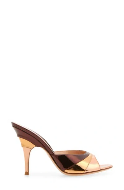 Gianvito Rossi Metallic Finish Stiletto Heel Open Back Mules In Brown