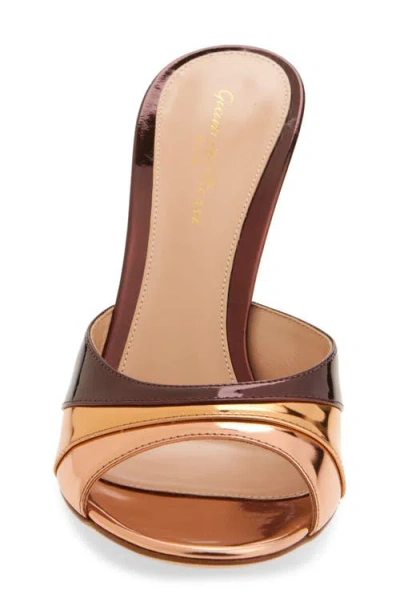 Gianvito Rossi Metallic Finish Stiletto Heel Open Back Mules In Brown