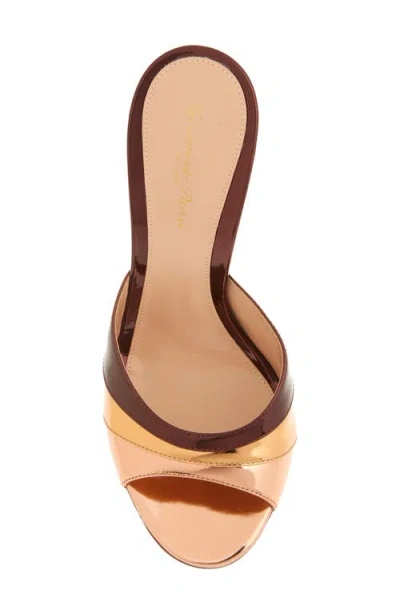 Gianvito Rossi Metallic Finish Stiletto Heel Open Back Mules In Brown
