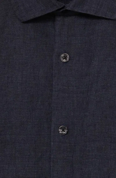 Reiss Mens Navy Holiday Square-collar Short-sleeve Linen Shirt Xs In Blue