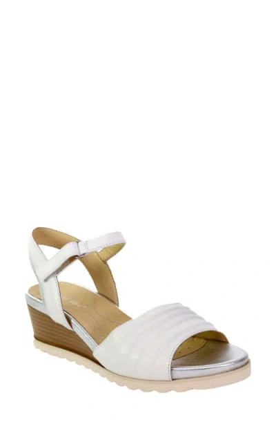 David Tate Kena Ankle Strap Wedge Sandal In White