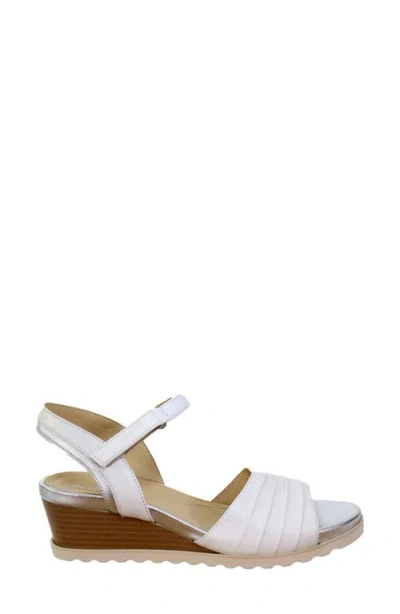David Tate Kena Ankle Strap Wedge Sandal In White