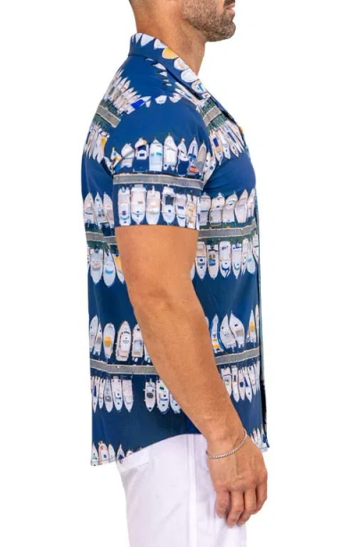 Maceoo Marthy Blue Camp Shirt In Multi