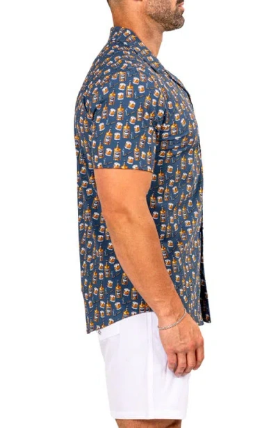 Maceoo Marthy Black Camp Shirt In Multi