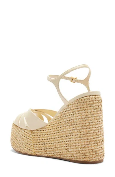 Schutz Keefa Platform Wedge Ankle Strap Sandal In White