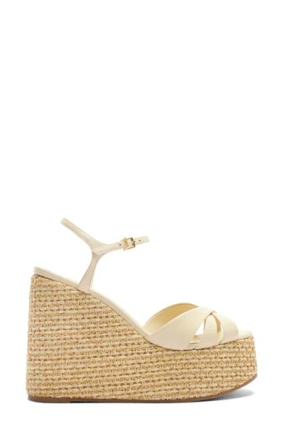 Schutz Keefa Platform Wedge Ankle Strap Sandal In White