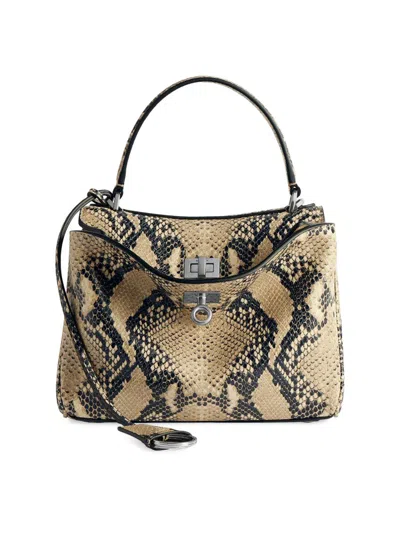 Balenciaga Medium Rodeo Python Print Leather Top Handle Bag In Brown