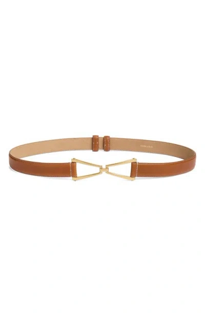 Veronica Beard V Leather Belt In Brown