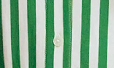 Boden Marcia Stripe Cap Sleeve Cotton Blend Jersey Shirtdress In Green