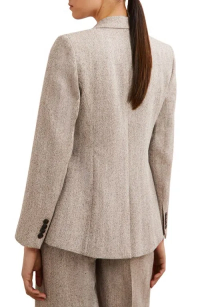 Reiss Isla One-button Herringbone Jacket In Brown