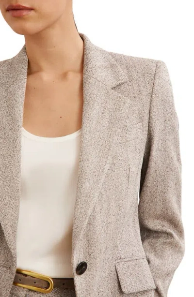 Reiss Isla One-button Herringbone Jacket In Brown
