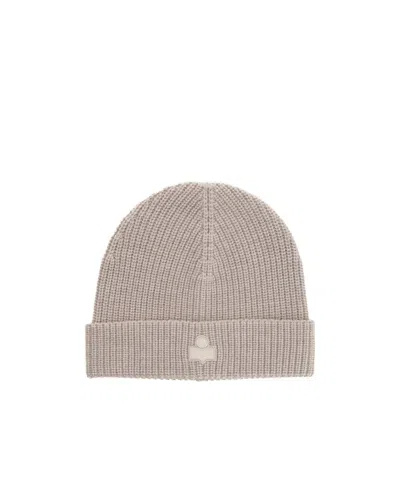Isabel Marant Wool Hat With Logo Patch In Gray